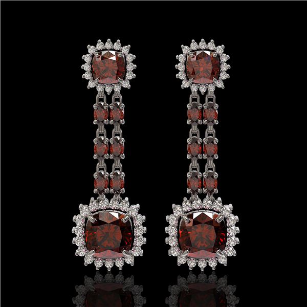 18.92 ctw Garnet & Diamond Earrings 14K White Gold - REF-231F5M