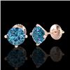 Image 2 : 2 ctw Fancy Intense Blue Diamond Art Deco Earrings 18k Rose Gold - REF-231X8A