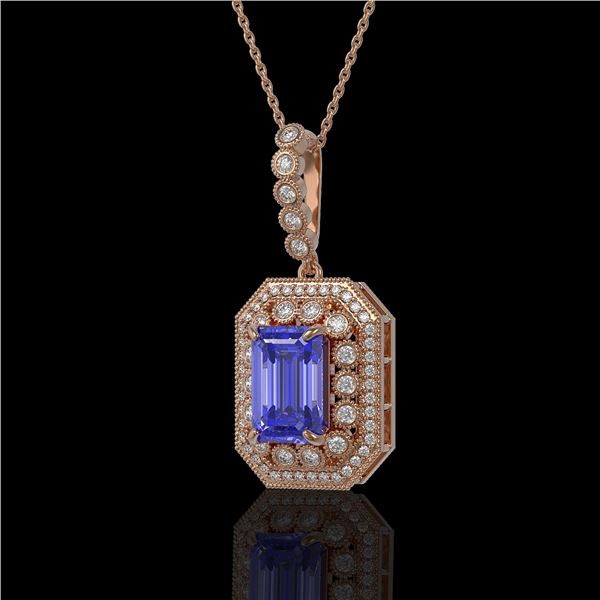 6.05 ctw Tanzanite & Diamond Victorian Necklace 14K Rose Gold - REF-309W3H