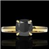 Image 1 : 3 ctw Cushion Cut Black Diamond Designer Ring 18k Yellow Gold - REF-107Y3X