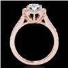 Image 2 : 2 ctw Certified Diamond Solitaire Halo Ring 10k Rose Gold - REF-229M3G