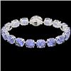 Image 2 : 75 ctw Tanzanite & Micro Pave Diamond Bracelet 14k White Gold - REF-1236W4H