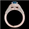 Image 2 : 1.8 ctw SI Certified Fancy Blue Diamond Solitaire Halo Ring 10k Rose Gold - REF-163W6H