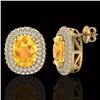 Image 2 : 6 ctw Citrine & Micro Pave VS/SI Diamond Earrings 14k Yellow Gold - REF-118N2F