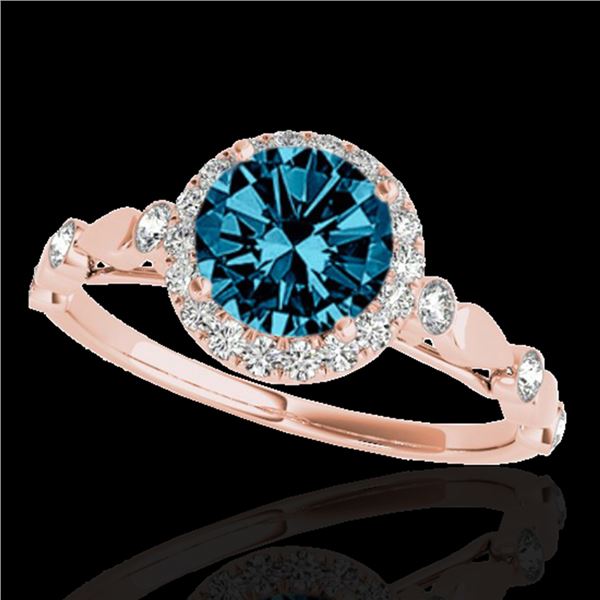 1.25 ctw SI Certified Fancy Blue Diamond Halo Ring 10k Rose Gold - REF-120W2H