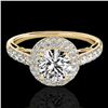 Image 1 : 1.65 ctw Certified Diamond Solitaire Halo Ring 10k Yellow Gold - REF-218X2A