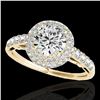 Image 2 : 1.65 ctw Certified Diamond Solitaire Halo Ring 10k Yellow Gold - REF-218X2A