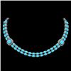 Image 1 : 29.85 ctw Turquoise & Diamond Necklace 14K White Gold - REF-527Y3X