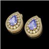 Image 2 : 8.54 ctw Tanzanite & Diamond Victorian Earrings 14K Yellow Gold - REF-436R4K