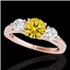 Image 1 : 1.75 ctw SI/I Fancy Intense Yellow Diamond 3 Stone Ring 10k Rose Gold - REF-177M3G