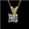 Image 2 : 0.50 ctw Certified VS/SI Quality Princess Diamond Necklace 10k Yellow Gold - REF-65Y2X