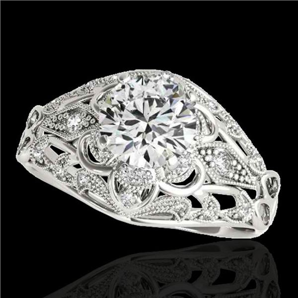 1.36 ctw Certified Diamond Solitaire Antique Ring 10k White Gold - REF-197A8N