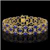 Image 1 : 17.74 ctw Sapphire & Diamond Row Bracelet 10K Yellow Gold - REF-245M5G