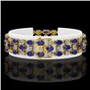 Image 2 : 17.74 ctw Sapphire & Diamond Row Bracelet 10K Yellow Gold - REF-245M5G