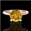 Image 2 : 1.6 ctw Intense Fancy Yellow Diamond Art Deco Ring 18k Rose Gold - REF-216R8K