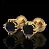 Image 1 : 1.07 ctw Fancy Black Diamond Art Deco Stud Earrings 18k Yellow Gold - REF-85R5K