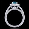 Image 3 : 2.8 ctw Intense Blue Diamond Engagment Art Deco Ring 18k White Gold - REF-327R3K