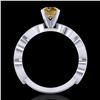 Image 3 : 1.01 ctw Intense Fancy Yellow Diamond Art Deco Ring 18k White Gold - REF-143A6N