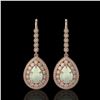Image 1 : 8.29 ctw Certified Opal & Diamond Victorian Earrings 14K Rose Gold - REF-268M9G