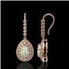 Image 2 : 8.29 ctw Certified Opal & Diamond Victorian Earrings 14K Rose Gold - REF-268M9G