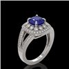 Image 2 : 2.69 ctw Certified Sapphire & Diamond Victorian Ring 14K White Gold - REF-99K3Y