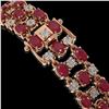 Image 3 : 25.85 ctw Ruby & Diamond Bracelet 10K Rose Gold - REF-272G8W