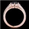 Image 2 : 1.5 ctw Certified VS Black Diamond Solitaire Halo Ring 10k Rose Gold - REF-57N3F