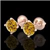 Image 1 : 2 ctw Intense Fancy Yellow Diamond Art Deco Earrings 18k Rose Gold - REF-354M5G