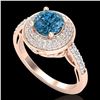 Image 1 : 1.7 ctw Intense Blue Diamond Engagment Art Deco Ring 18k Rose Gold - REF-236W4H