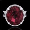 Image 1 : 10 ctw Garnet & Micro Pave VS/SI Diamond Certified Ring 18k White Gold - REF-80K2Y