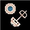 Image 3 : 1.11 ctw Fancy Intense Blue Diamond Art Deco Earrings 18k Rose Gold - REF-158H2R