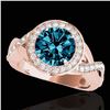 Image 1 : 2 ctw SI Certified Fancy Blue Diamond Solitaire Halo Ring 10k Rose Gold - REF-181G3W