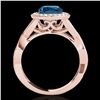 Image 2 : 2 ctw SI Certified Fancy Blue Diamond Solitaire Halo Ring 10k Rose Gold - REF-181G3W