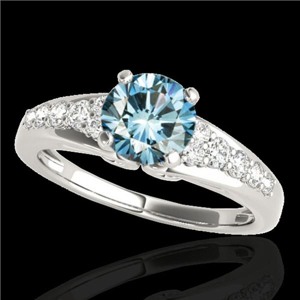 1.40 ctw SI Certified Fancy Blue Diamond Solitaire Ring 10k White Gold - REF-120R2K