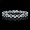 Image 1 : 14.82 ctw London Topaz & Diamond Micro Pave Halo Bracelet 10k White Gold - REF-263H6R