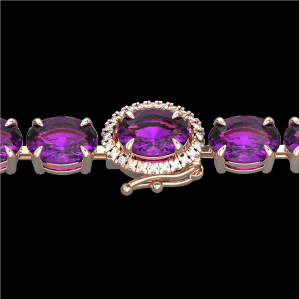 29 ctw Amethyst & VS/SI Diamond Micro Pave Bracelet 14k Rose Gold - REF-117H3R