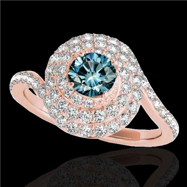 2.11 ctw SI Certified Fancy Blue Diamond Halo Ring 10k Rose Gold - REF-193Y6X