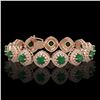 Image 1 : 37.35 ctw Emerald & Diamond Victorian Bracelet 14K Rose Gold - REF-956H8R