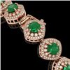 Image 3 : 37.35 ctw Emerald & Diamond Victorian Bracelet 14K Rose Gold - REF-956H8R