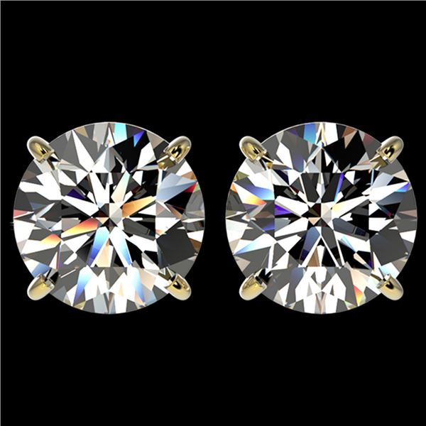 4.04 ctw Certified Diamond Stud Earrings 10k Yellow Gold - REF-862F5M