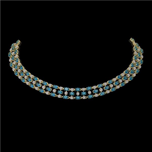 61.73 ctw London Topaz & Diamond Necklace 10K Yellow Gold - REF-527G3W