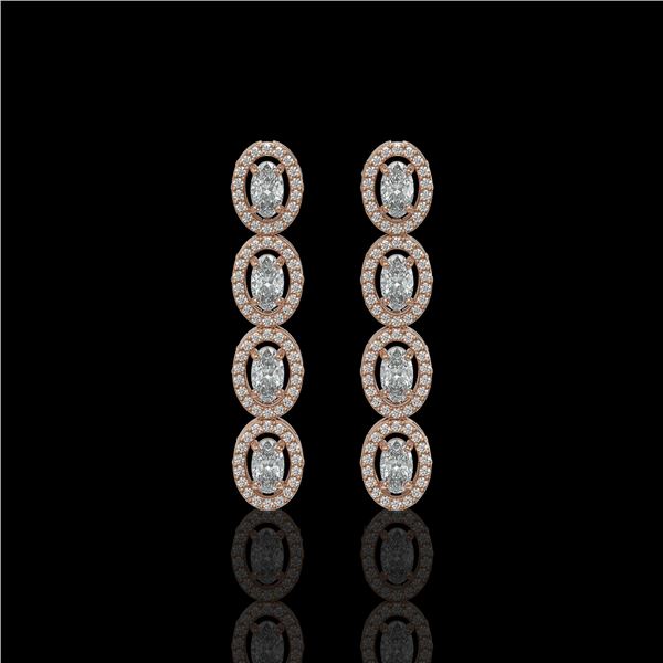 3.84 ctw Oval Cut Diamond Micro Pave Earrings 18K Rose Gold - REF-334W6H