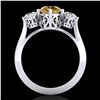 Image 3 : 1.51 ctw Intense Fancy Yellow Diamond Art Deco Ring 18k White Gold - REF-236H4R