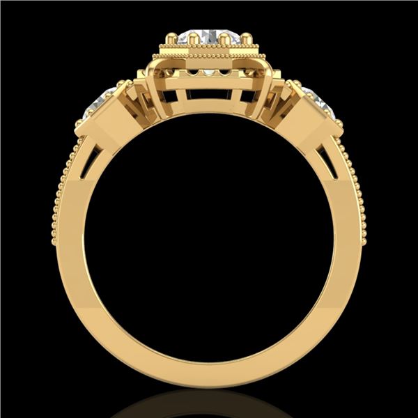 1.01 ctw VS/SI Diamond Solitaire Art Deco 3 Stone Ring 18k Yellow Gold - REF-170R9K