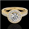 Image 1 : 1.5 ctw Certified Diamond Solitaire Halo Ring 10k Yellow Gold - REF-231N8F