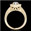 Image 2 : 1.5 ctw Certified Diamond Solitaire Halo Ring 10k Yellow Gold - REF-231N8F