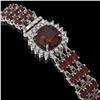 Image 2 : 25.08 ctw Garnet & Diamond Bracelet 14K White Gold - REF-281X8A