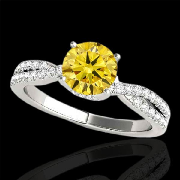 1.3 ctw Certified SI/I Fancy Intense Yellow Diamond Ring 10k White Gold - REF-197X8A