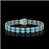 Image 3 : 13.04 ctw Turquoise & Diamond Bracelet 14K White Gold - REF-236Y4X