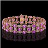 Image 1 : 21.56 ctw Amethyst & Diamond Bracelet 10K Rose Gold - REF-227N3F